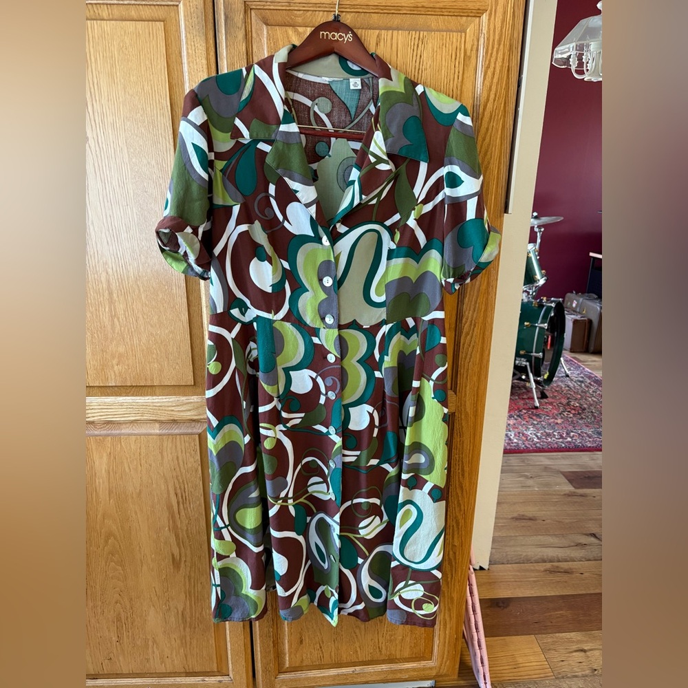 Colorful Vintage Abstract Patterned Dress